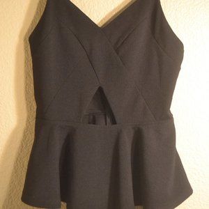 Papaya - Black Spaghetti Strap Peplum Top